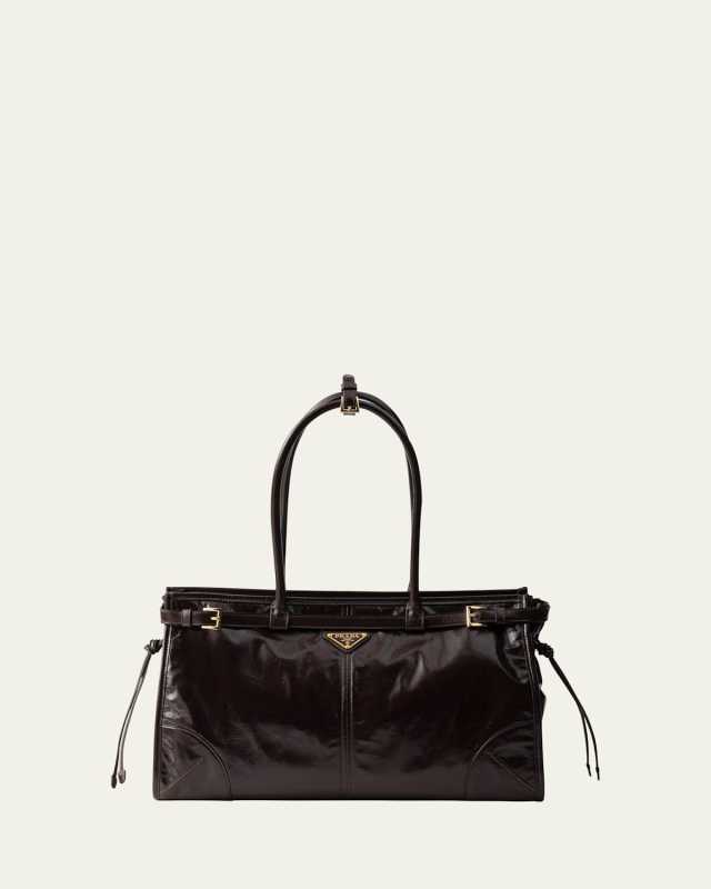 Large Buckle Leather Shoulder Bag